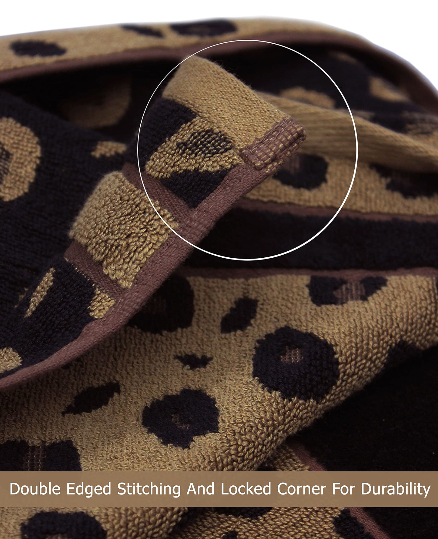 COTTON CRAFT Hand Towels - Set of 4 Animal Print Cheetah Leopard Africa Safari Decorative Hand Towel - 100% Cotton Jacquard Luxury Guest Towel - Soft Quick Dry Absorbent Bathroom Face Towel - 16 x 28