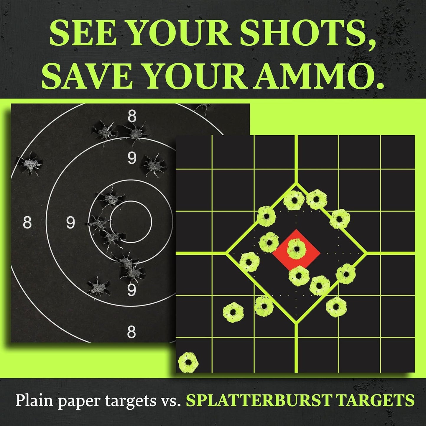 Splatterburst Targets | 200 Self-Adhesive 4-Inch Shooting Target Stickers for Guns & Rifles - Made in USA