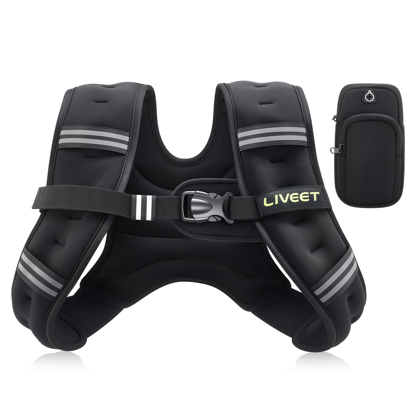 Liveet Weighted Vest, Weighted Vest for Women Men, 5lb Weight Vest with Pocket Reflective Strips Adjustable Buckle Straps SGS Certified Weight Vest for Walking Running Strength Training Cardio Workout