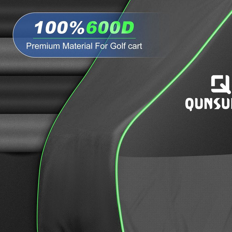 QUNSUNUS Waterproof Golf Cart Cover 2/4/4+2 Passenger, Universal Fit for Yamaha, Honda, Club Car, EZGO and Most Brands, Heavy Duty 6 Seater Golf Cart Cover with Zipper and Straps
