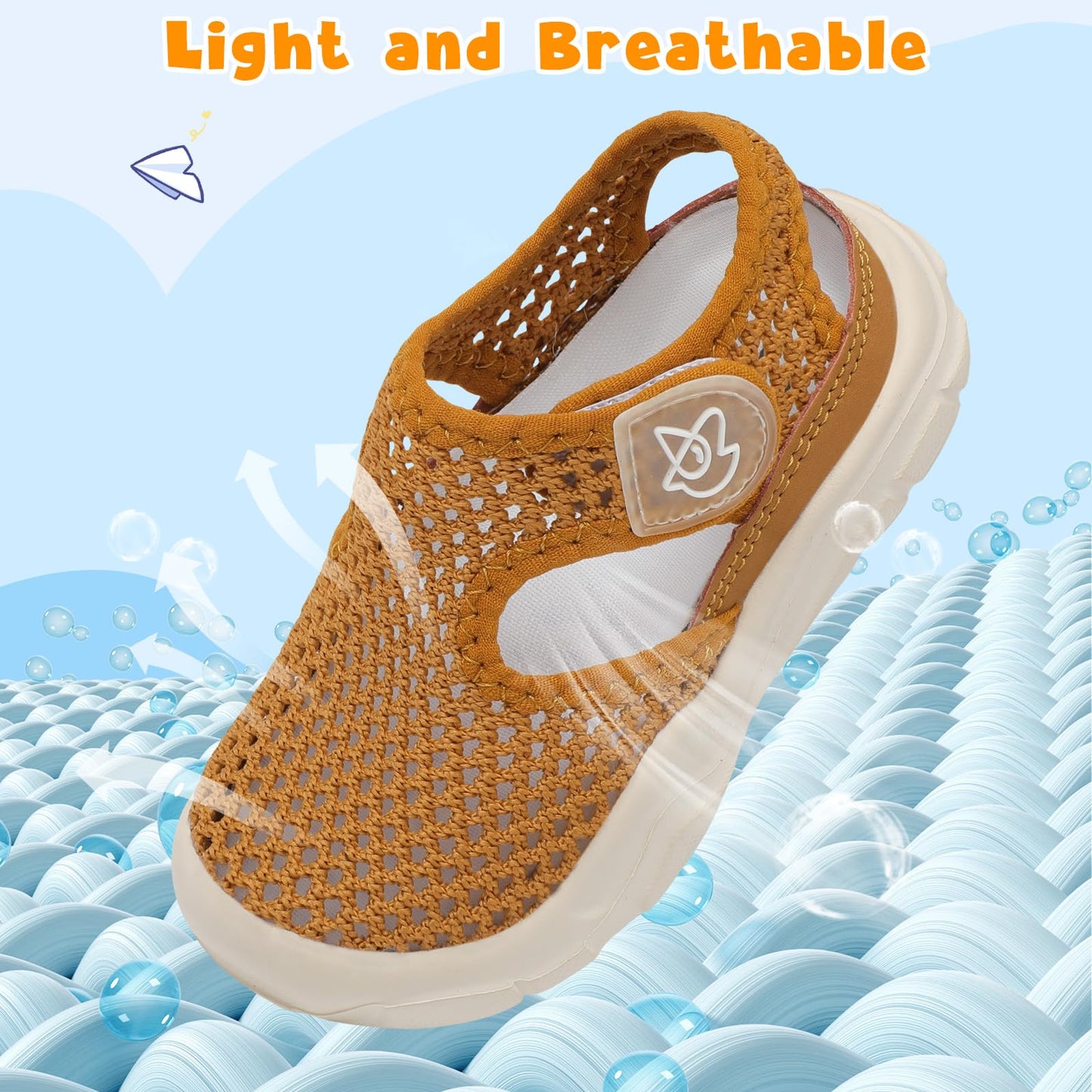 LeIsfIt Toddler Girls Boys Sandals Closed Toe Water Sandals Kids Lightweight Wide Water Shoes for Beach Swim Brown 7 Toddler