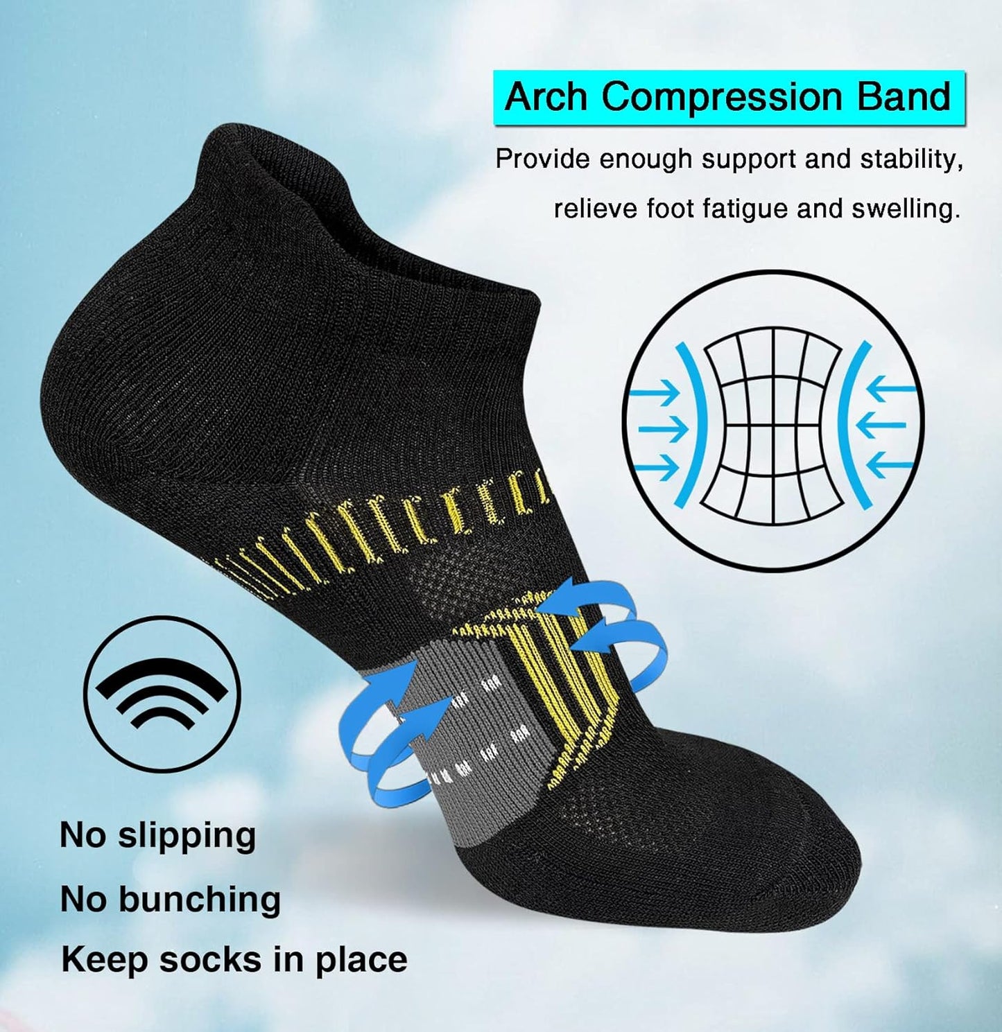 Suaskk Women's Athletic Running Ankle Socks - Cushioned & Anti-Blister | 5 Pairs