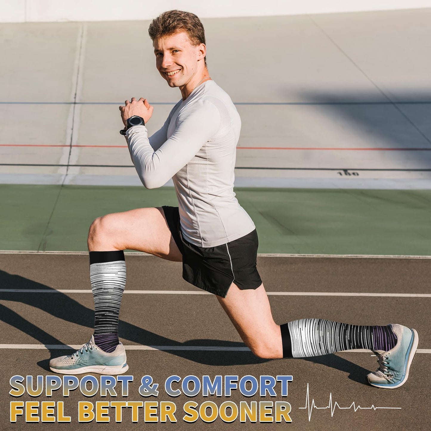 Graduated Medical Copper Compression Socks for Men & Women Circulation 8 Pairs 20-30mmHg - Best for Running Athletic Cycling