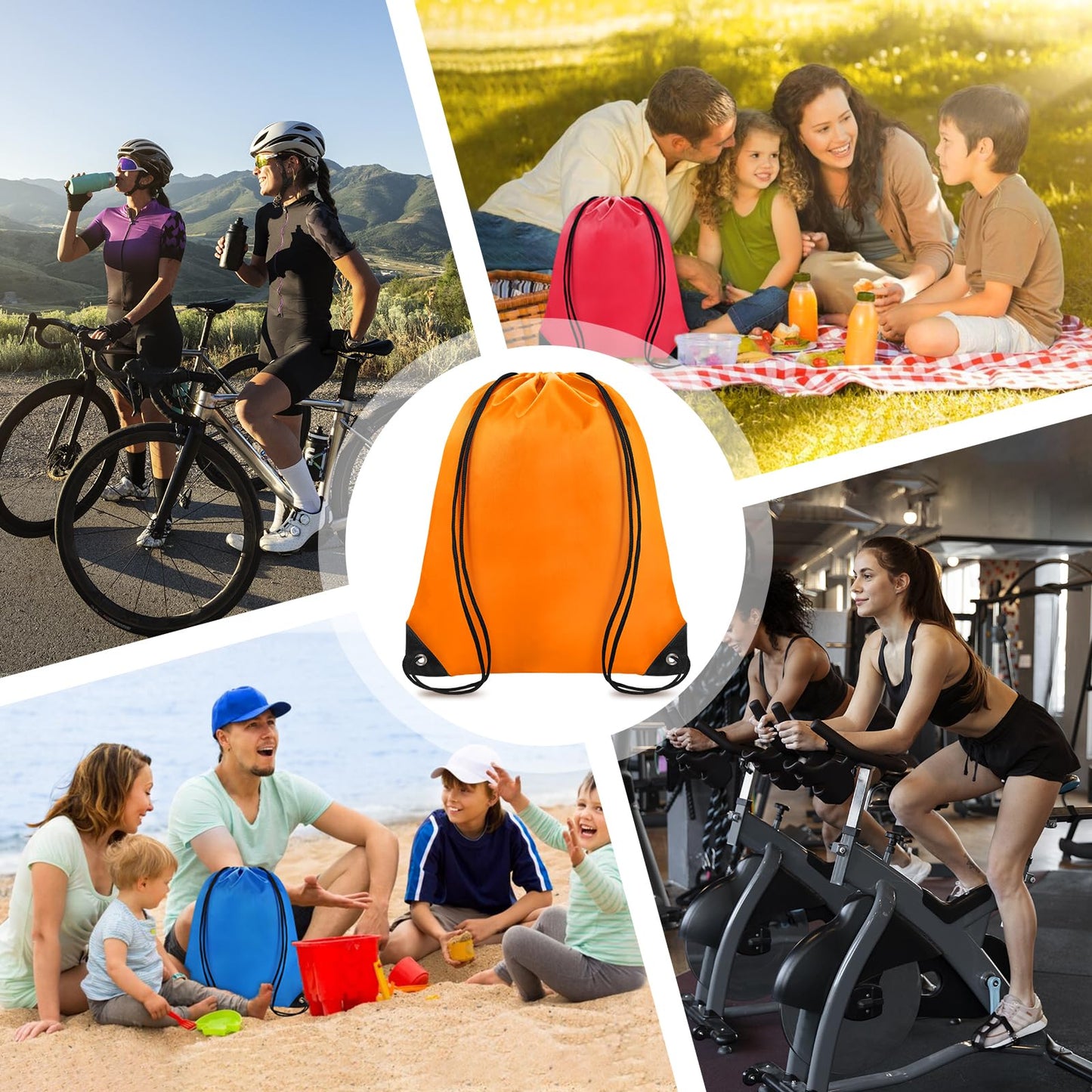 Grneric Drawstring Backpack Bulk 42 Pcs String Backpack Drawstring Bags Cinch Bag Sackpack for Men Women Gym (Orange)