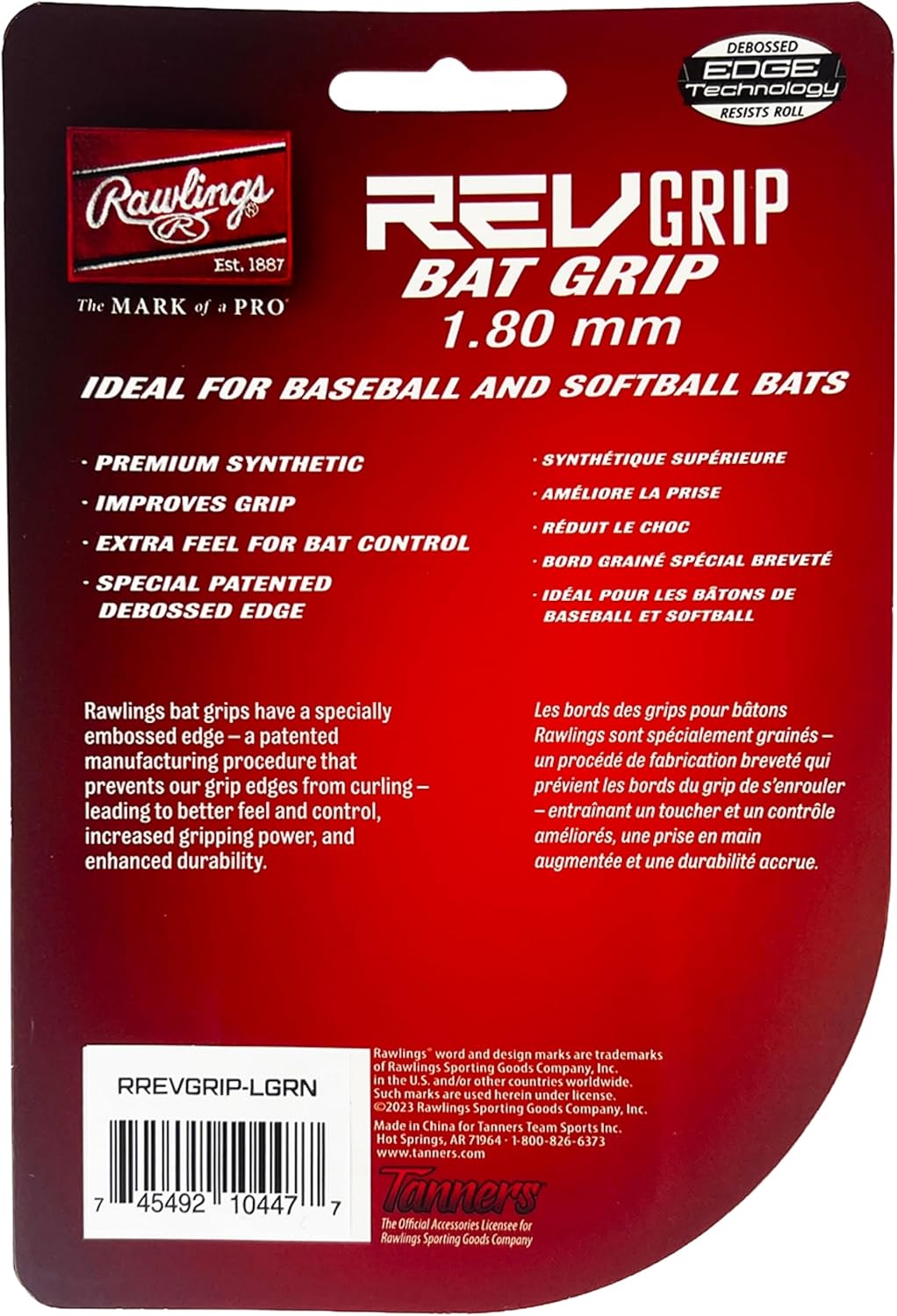 Rawlings Bat Grip - 1.00mm, 1.80mm & 2.75mm | Baseball & Softball | Available in Multiple Colors