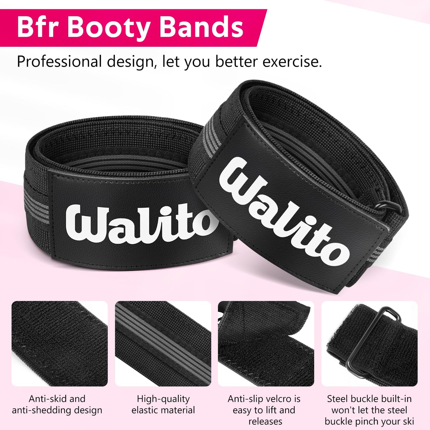 Booty Bands for Women Glutes - BFR Blood Flow Restriction Bands with Weekly Plan for Legs, Butt & Hip Building, Occlusion Bands for Workouts, Fabric Bands for Squat Butt & Thigh