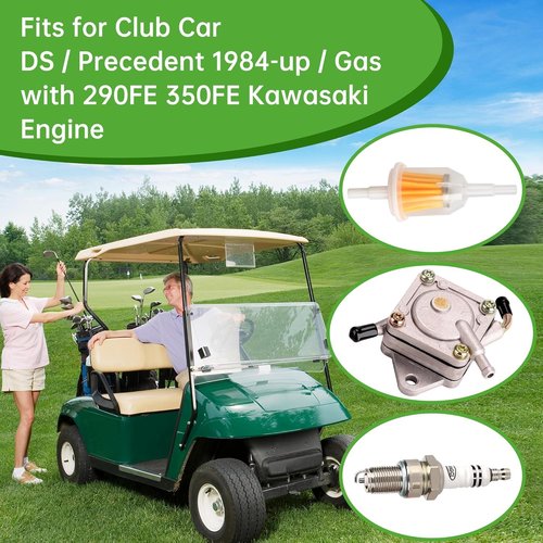 10L0L Golf Cart Fuel Pump for Club Car DS Precedent 1984-up Gas with 290FE 350FE Kawasaki Golf Cart Engine, Gas Pump Impulse Kit 1014523 1014524 S 5136 FP002