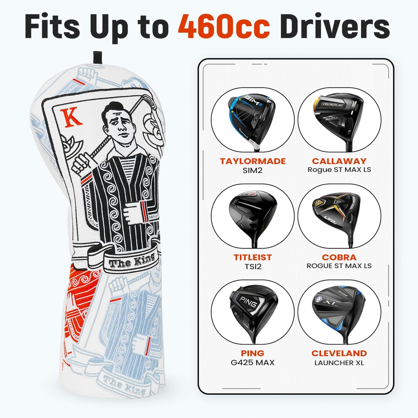 Golf Driver Headcover Fits for 466cc Driver Leather Head Cover Various Style Golfing Gift for Men Women