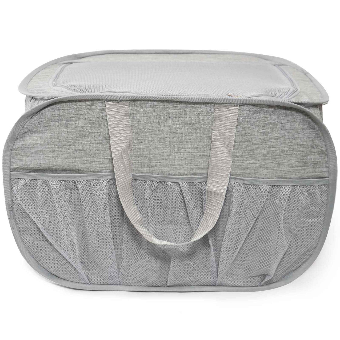 Collapsible Laundry Baskets, Tear Proof Pop Up Laundry Hamper with Lid, Dual Handles Durable Foldable Laundry Basket, Easy to Carry Laundry Hamper for Home, Laundry Room, Bedroom, Dorm, Travel Grey