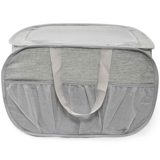 Collapsible Laundry Baskets, Tear Proof Pop Up Laundry Hamper with Lid, Dual Handles Durable Foldable Laundry Basket, Easy to Carry Laundry Hamper for Home, Laundry Room, Bedroom, Dorm, Travel Grey