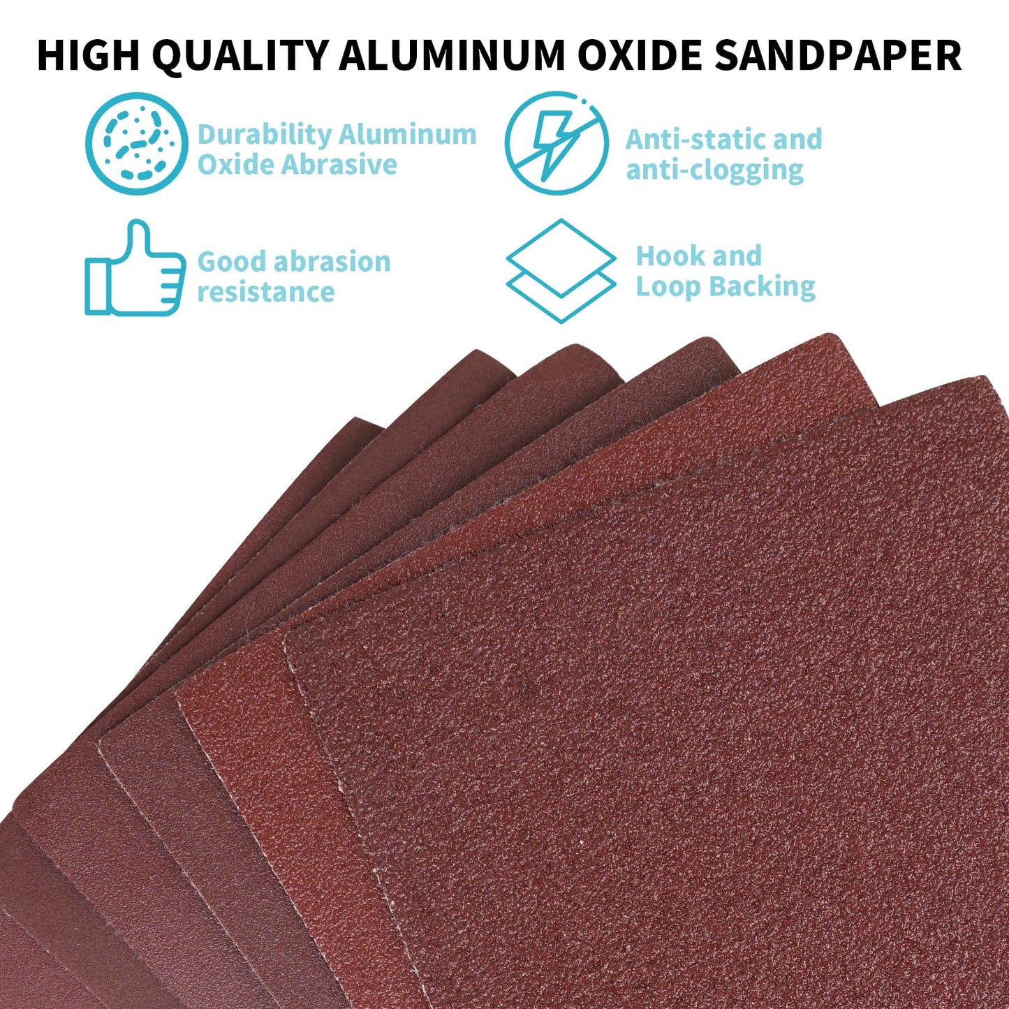 1/4 Sheet Sandpaper 5.5" x 4.5" Hook and Loop Sandpaper 80 Grit Sandpaper for Palm Sander 30 PCS Aluminum Oxide Sanding Sheets Hand Sanding Blocks for Metal, Woodworking and Polishing (80 grit)
