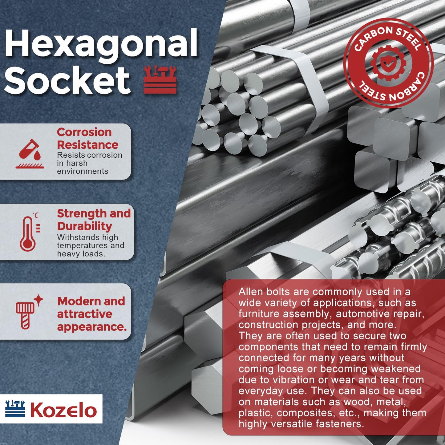 Kozelo 40pcs Socket Head Cap Screws - [M8-1.25 x 20mm] Alloy Steel Black Oxide Grade 12.9 Internal Hex Screw for 3D Printer Furniture Industrial Use, Black