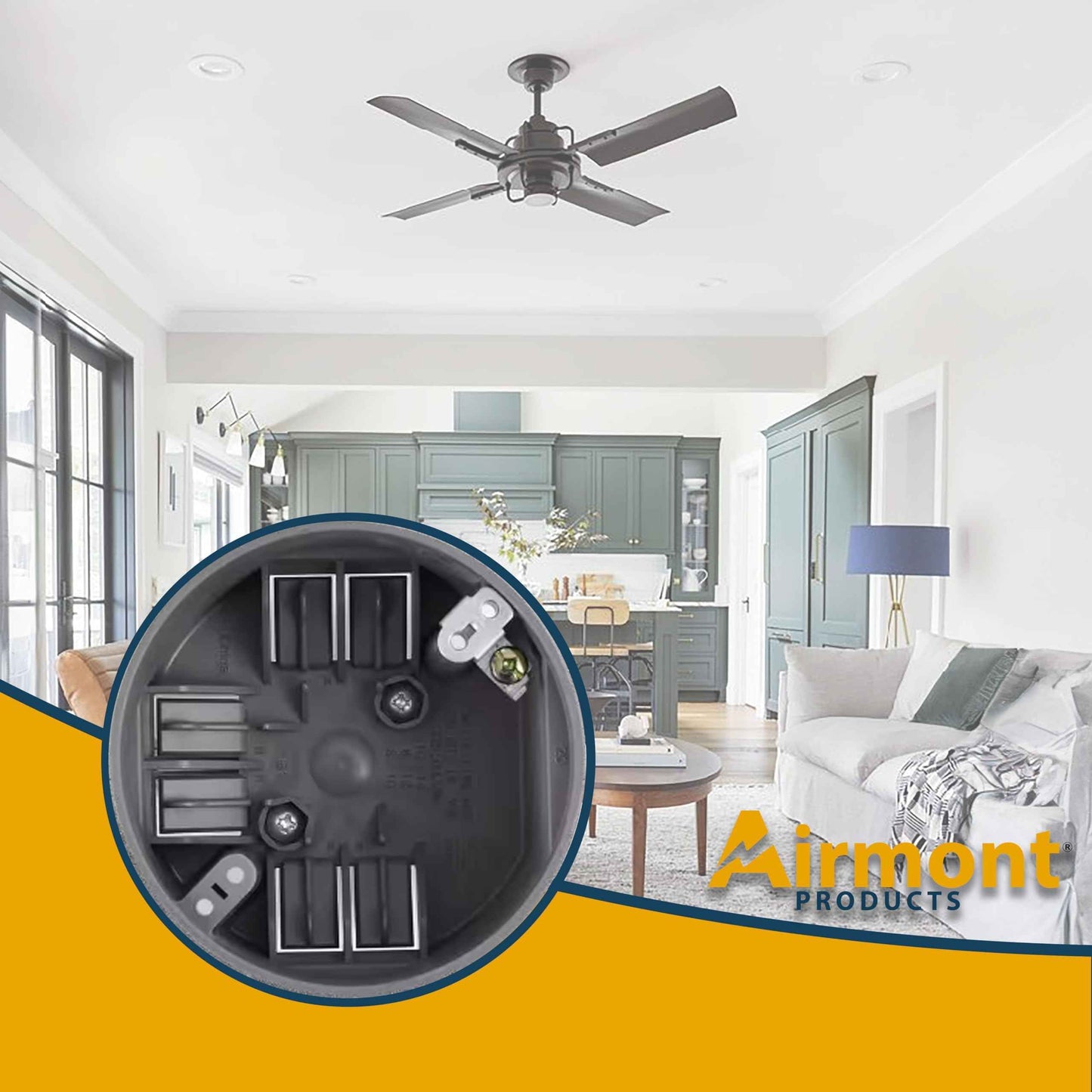 Round PVC Electrical Box with Adjustable Bar, for New Work, Bar Adjusts from 16 to 24 Inches, Grey Fixture Box, 20 Cubic Inch Capacity, Supports Up to 50 lbs., for Non-Metallic Sheathed Cable