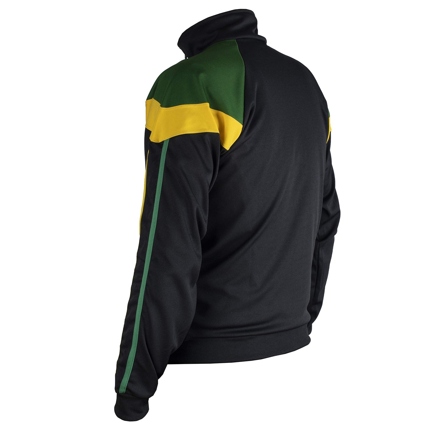 JL Sport Jamaica Proud Power Authentic Jamaican Long Sleeved Reggae Zip-Up Jacket - Unisex (Black, Green and Yellow) XL
