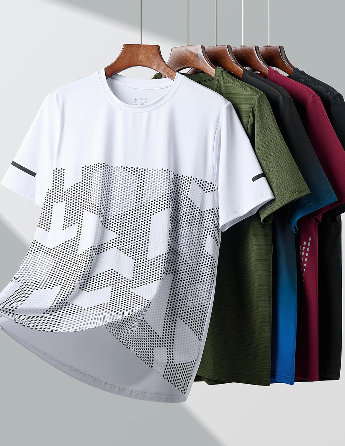Skiennix Men's Active Quick Dry Crew Neck T-Shirts - 5 Pack for Gym & Running | Short Sleeve Tees