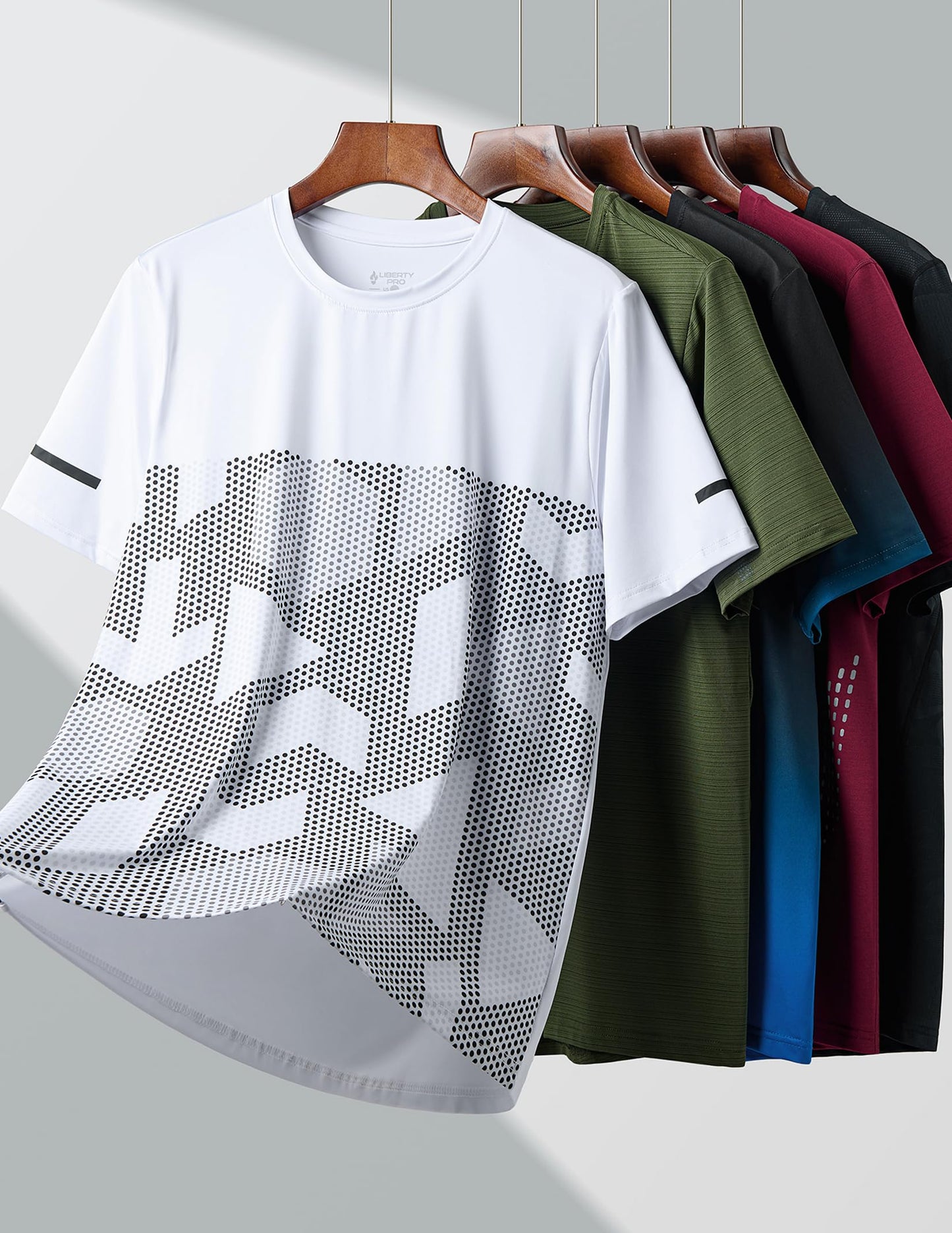 5 Pack Men’s Active Quick Dry Crew Neck T Shirts | Athletic Running Gym Workout Short Sleeve Tee Tops Bulk (Set 16, XX-Large)