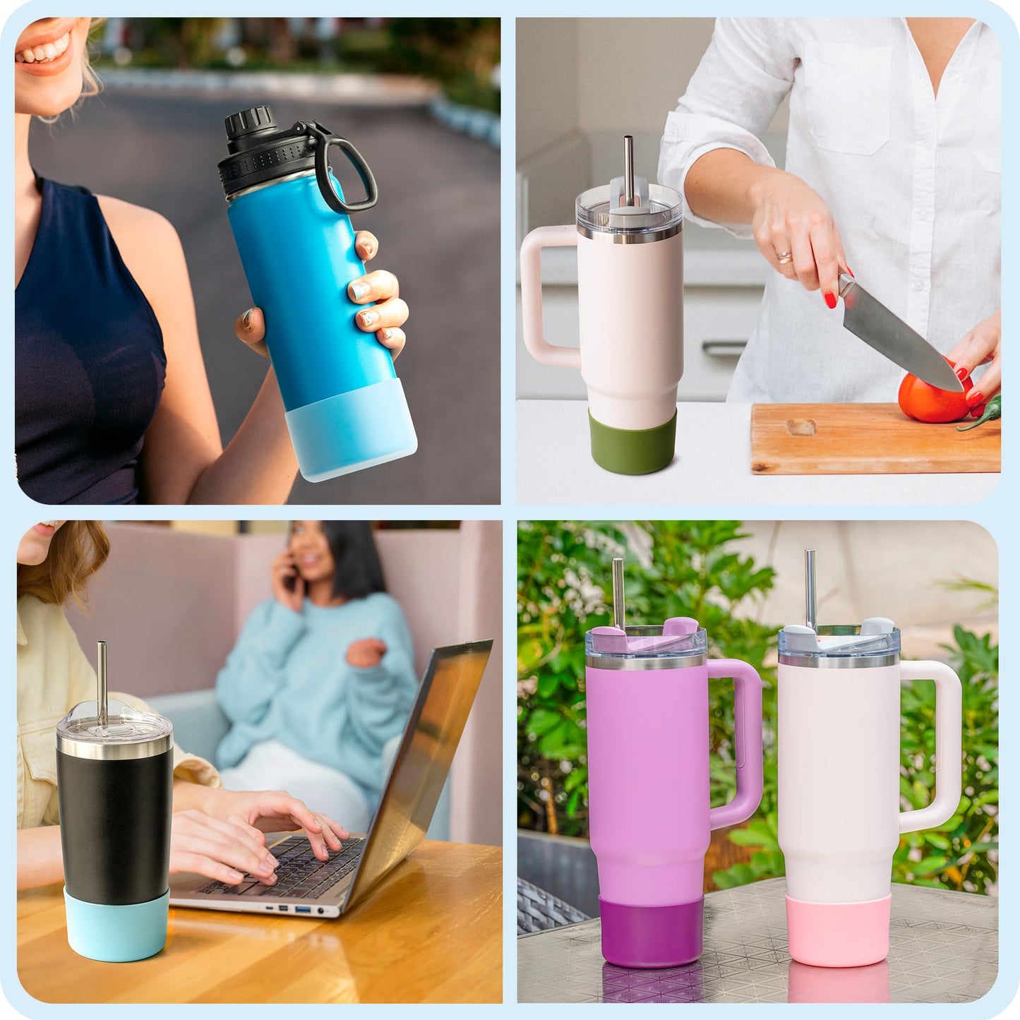 2Pcs Silicone Boot Protector for Owala 24/40oz Travel Tumbler, 12oz Bottle