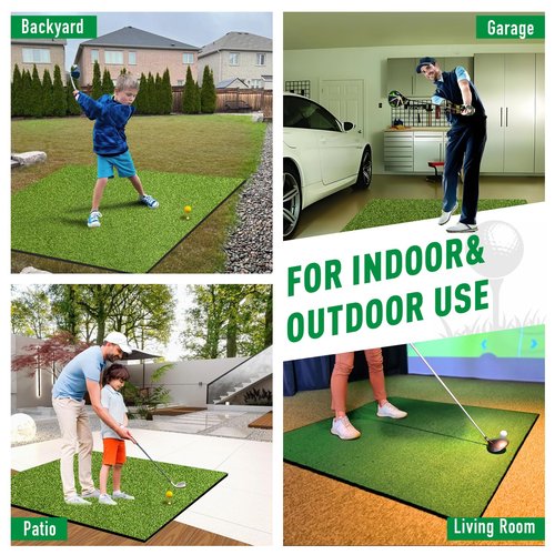 Golf Mat, 31MM 5x4ft Dense Elite Golf Hitting Mats Practice with 9 Balls, 9 Tees, PE Grass Heavy Duty Artificial Hitting Training Matt for Backyard Driving Chipping Indoor Outdoor Simulators