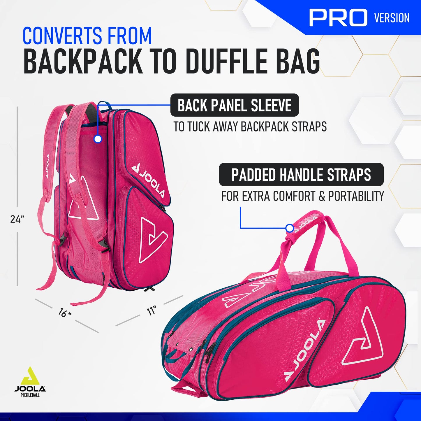 JOOLA Tour Elite Pro Pickleball Bag – Backpack & Duffle Bag for Paddles & Pickleball Accessories – Thermal Insulated Pockets Hold 4+ Paddles - Includes Fence Hook