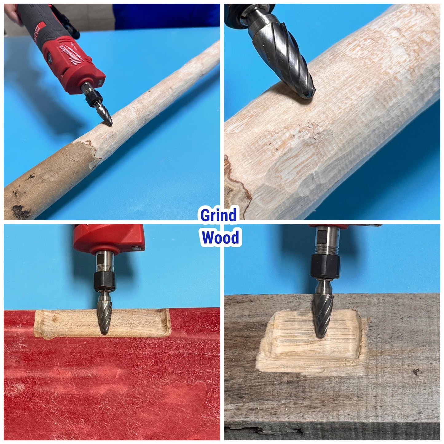 4Pcs Carbide Burr Set 1/4 Shank Aluminum Cut (Wide-Flute Cut) Die Grinder Bits Rotary Tools Attachment Kit Rasp File Accessories Metal Wood Stone Steel Grinding Deburring Cutting Porting Carving