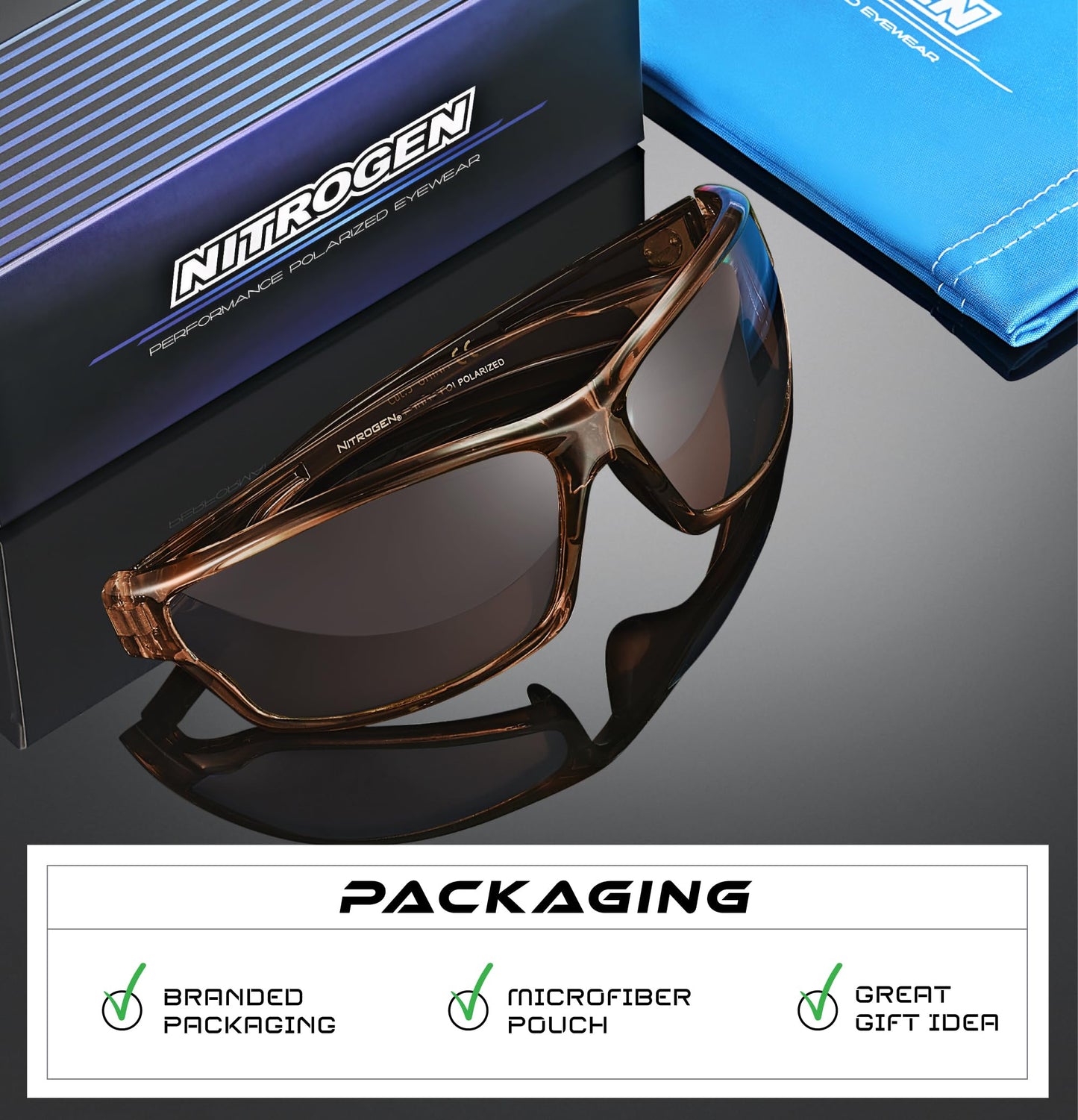 Nitrogen Polarized Wrap Around Sport Sunglasses for Men Women UV400 Driving Fishing Running Sun Glasses