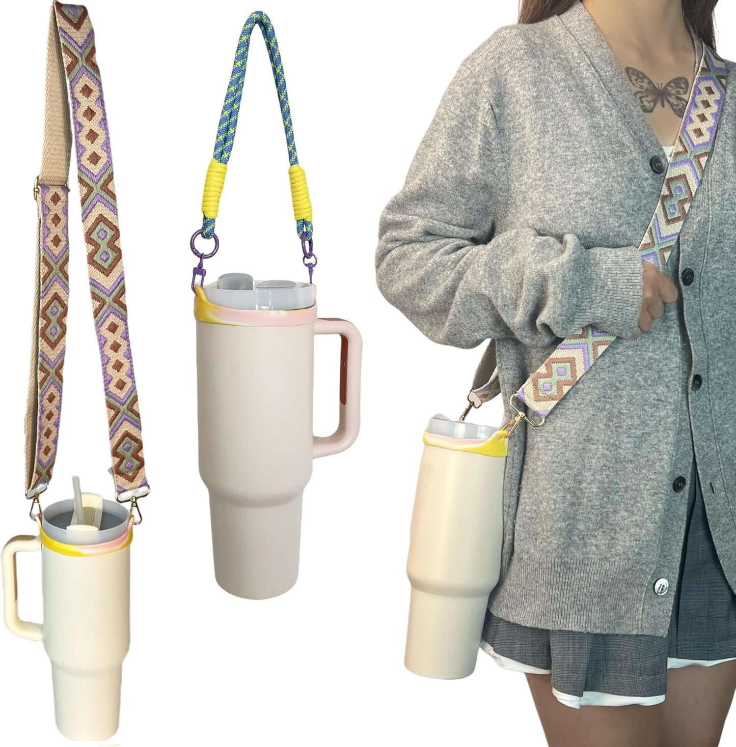 Stanley - Removable Water Bottle Carrier Strap - Versatile Lanyard for 20-40 Oz Tumblers - Purple