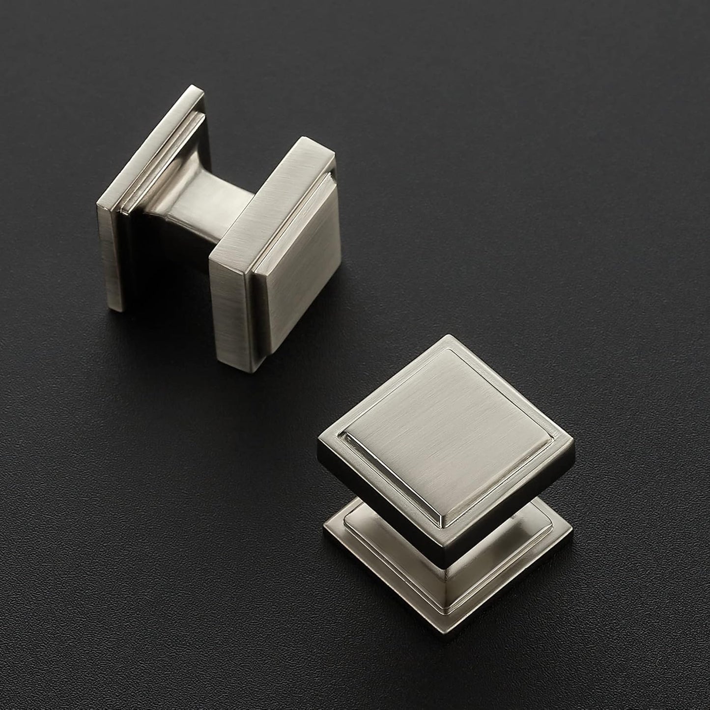 30 Pack Matte Black Square Kitchen Cabinet Knobs - Modern Zinc Drawer Pulls & Handles
