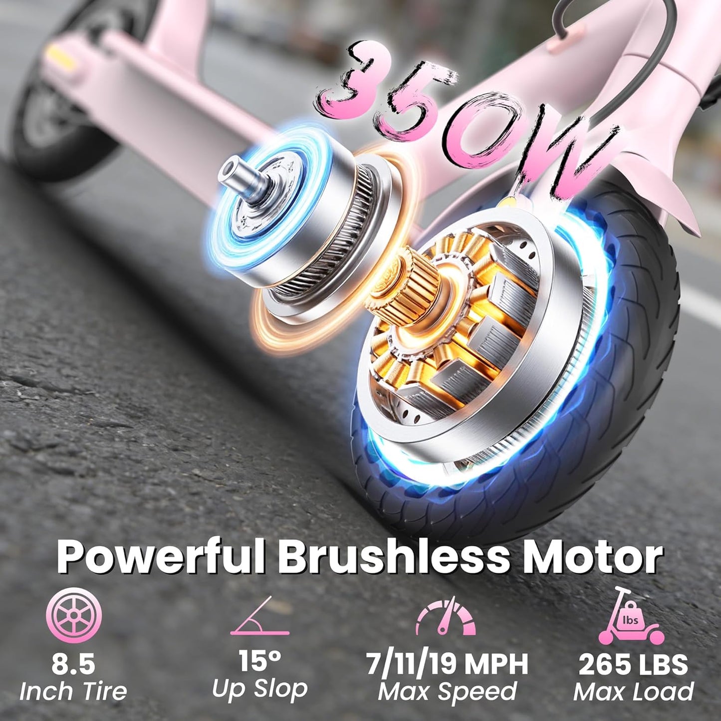 WERHY Foldable Kids Electric Scooter - 350W Motor, 12-16 Miles Range, 19 MPH Speed, Lightweight Design