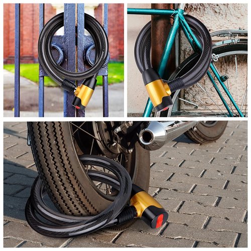 FOBOZONE Bike Cable Lock with Keys, 4FT x 23 mm Bike Lock Cable, Durable Steel, Anti-Theft Outdoor Waterproof Locks for Bike, Ebike, Scooter, Motorcycle, Warehouse, Fence Shed, Gate