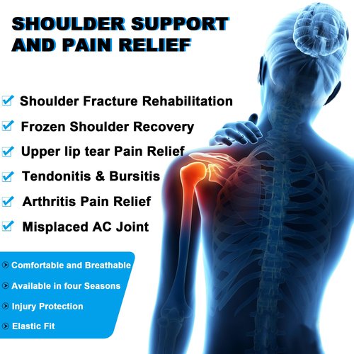 KONSEDIK Compression Recovery Shoulder Brace Immobilizer for Torn Rotator Cuff,AC Joint Pain Relief,Dislocation,Arm Stability,Injuries,Tears,Adjustable Fit Supports for Men&Women(Gray, Medium)