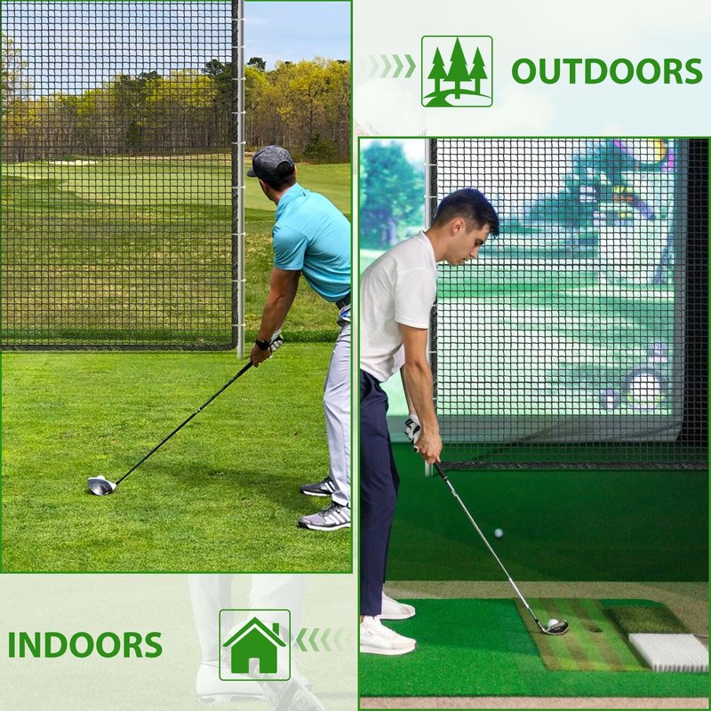 AKOZLIN Golf Practice Net Golf Netting Heavy Duty Sport Netting Nylon Golf Hitting Net for Baseball Hockey Soccer Ball Net Backyard Driving Cage Indoor Outdoor 10x10ft