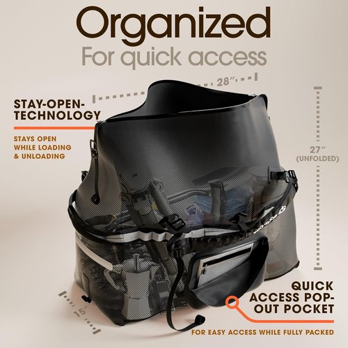 Earth Pak Waterproof Duffel Bag - Heavy-Duty 1680D TPU Dry Bag for Camping & Marine Use | Large Size with 8x8 Popout Pocket