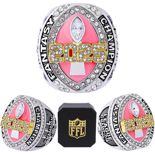 noblehead 2025 Fantasy Football Championship Ring Heavy FFL Champion Trophy Ring Award Trophy for Fantasy Football League Winner (Size 8)