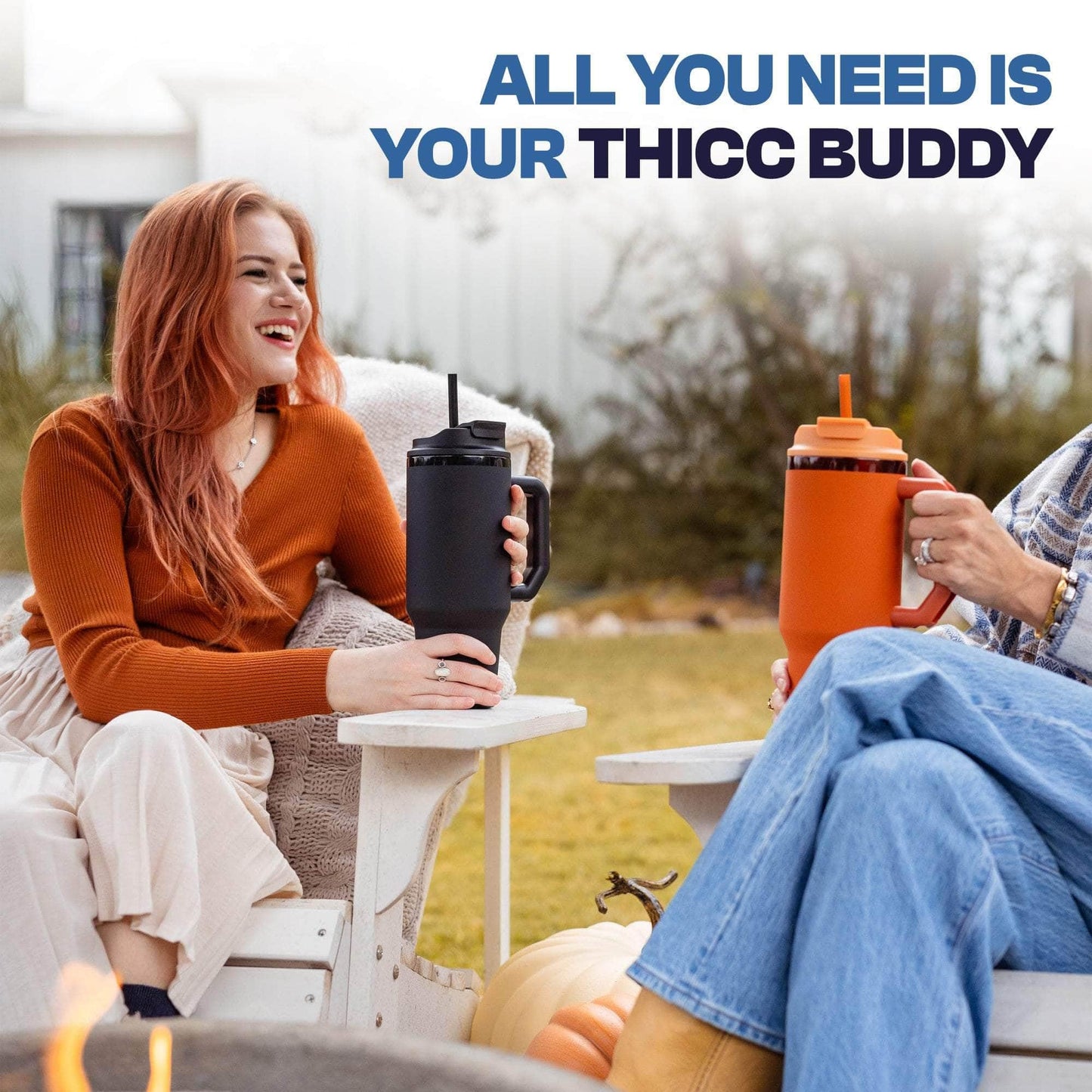Thicc Buddy - 40 oz Stainless Steel Vacuum Insulated Tumbler with Lid and Straw for Water - Travel Mug Cupholder Friendly - Gifts for Women Men Him Her (Wild Floral)
