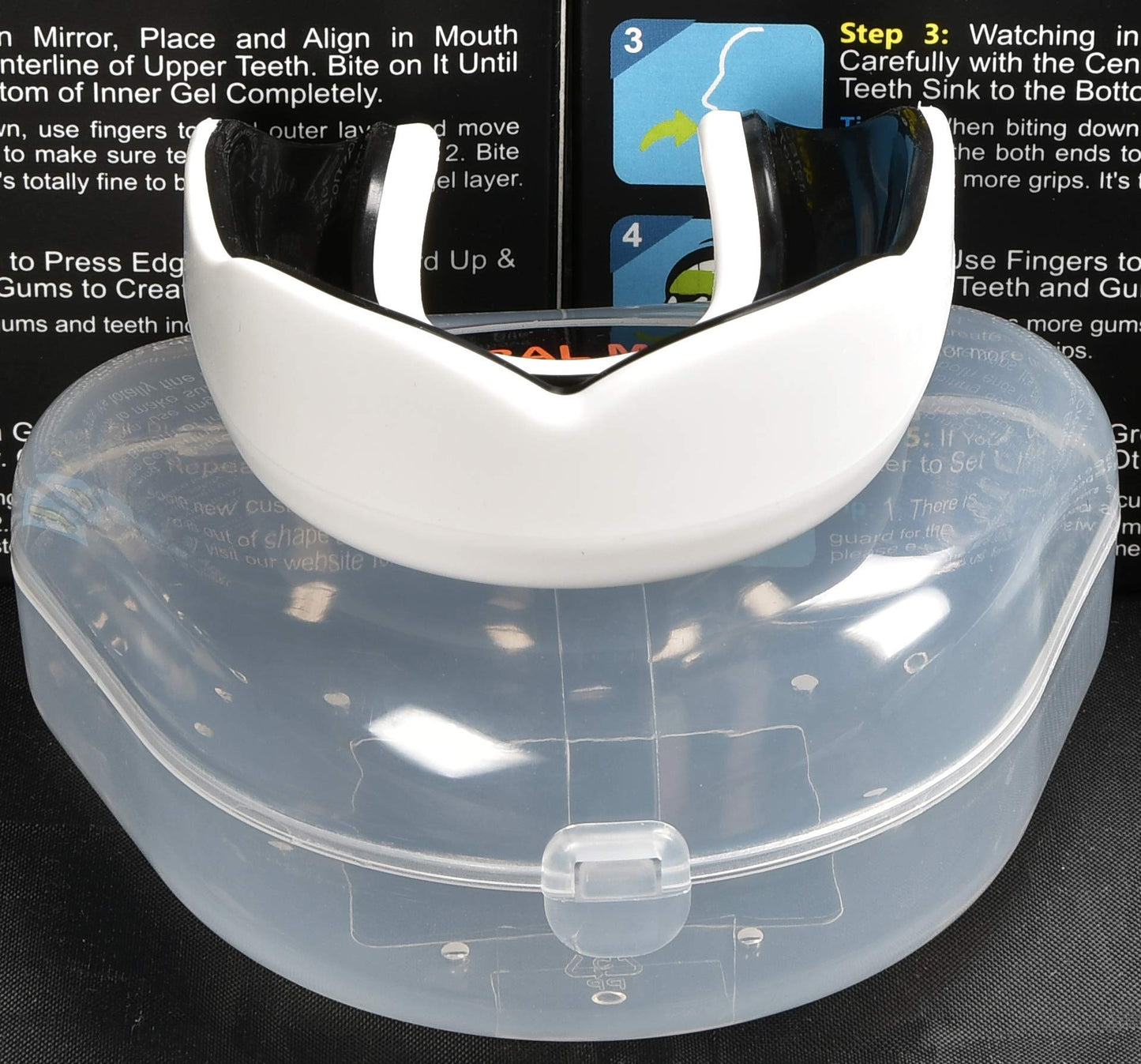Oral Mart Adult Mouth Guard (Color: White/Black) - Sports Mouthguard for Karate, Boxing, Martial Arts, Football, MMA, Sparring, Hockey, Rugby, BJJ, Muay Thai,Soccer