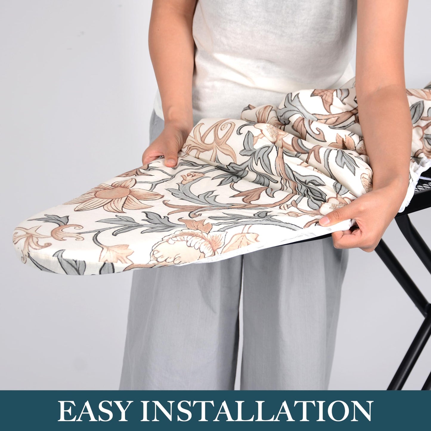 veiox Thick Padded Ironing Board Cover and Pad – Extra Soft & Heatproof Surface – Reflective Heat Technology, Heavy-Duty Fabric – Fits Standard Sizes (15″X54″)