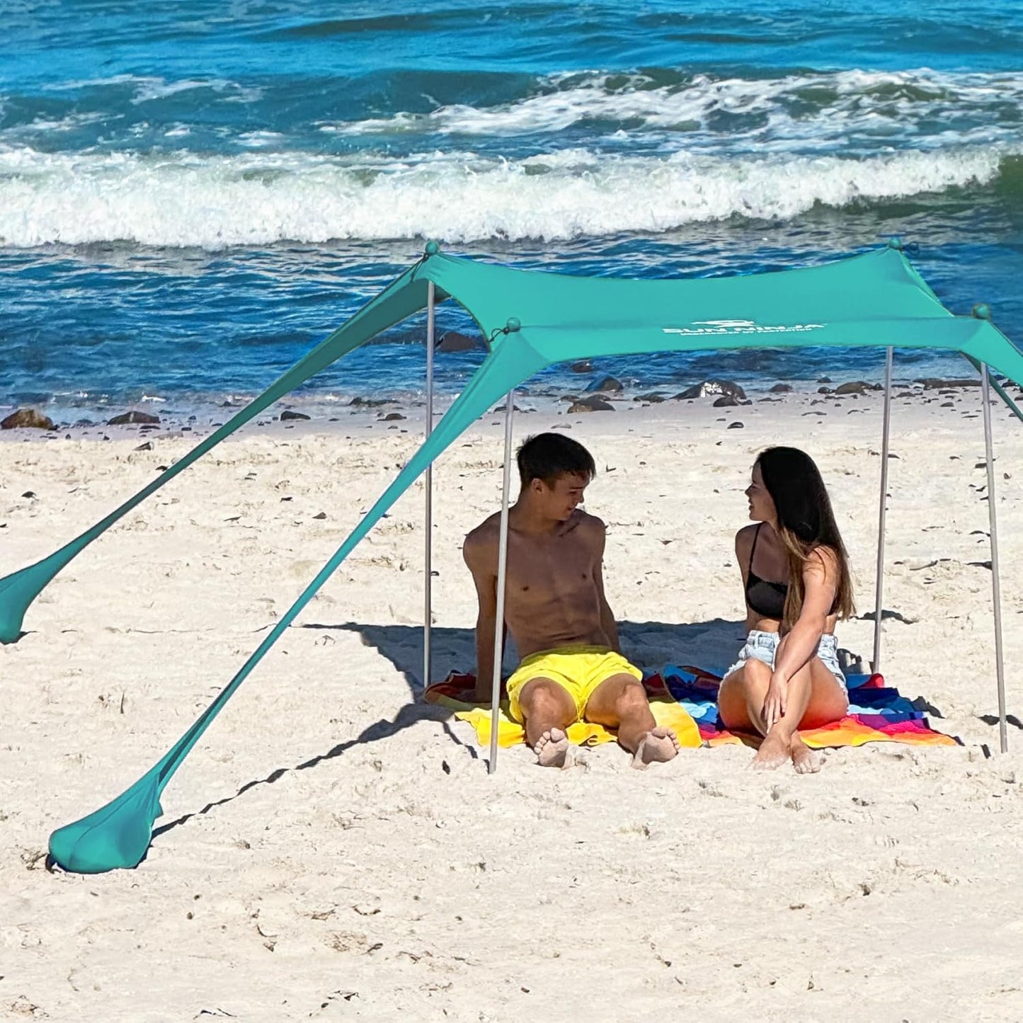 SUN NINJA Beach Tent Sun Shelter | UPF 50+ Easy Pop-Up Canopy for Camping, Fishing & Picnics
