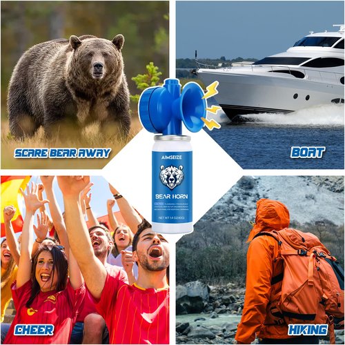 AIMSEIZE Bear Horn for Self Defense: 1.4oz Air Horn to Scare Bears, 120dB Heard Up to 1/2 Mile Away, Bear Horn for Hiking Camping Climbing Survival Biking and Outdoor Protection (2 Packs)