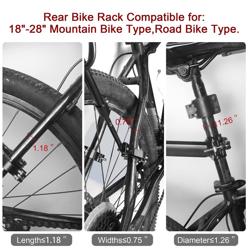 Dirza Bike Cargo Rack Bike Rear Rack with Fender Full Quick Release Adjustable Bicycle Carrier Bike Luggage Rack 115 lbs Capacity