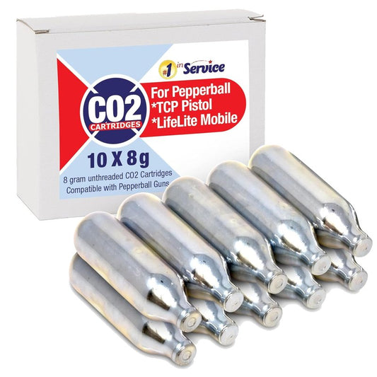 8 Gram CO2 Unthreaded Cartridges 10 Pack Compact High Grade Non Threaded Cylinder Cartridge for Pepperball Pepper Guns Pellet Airgun Pistols