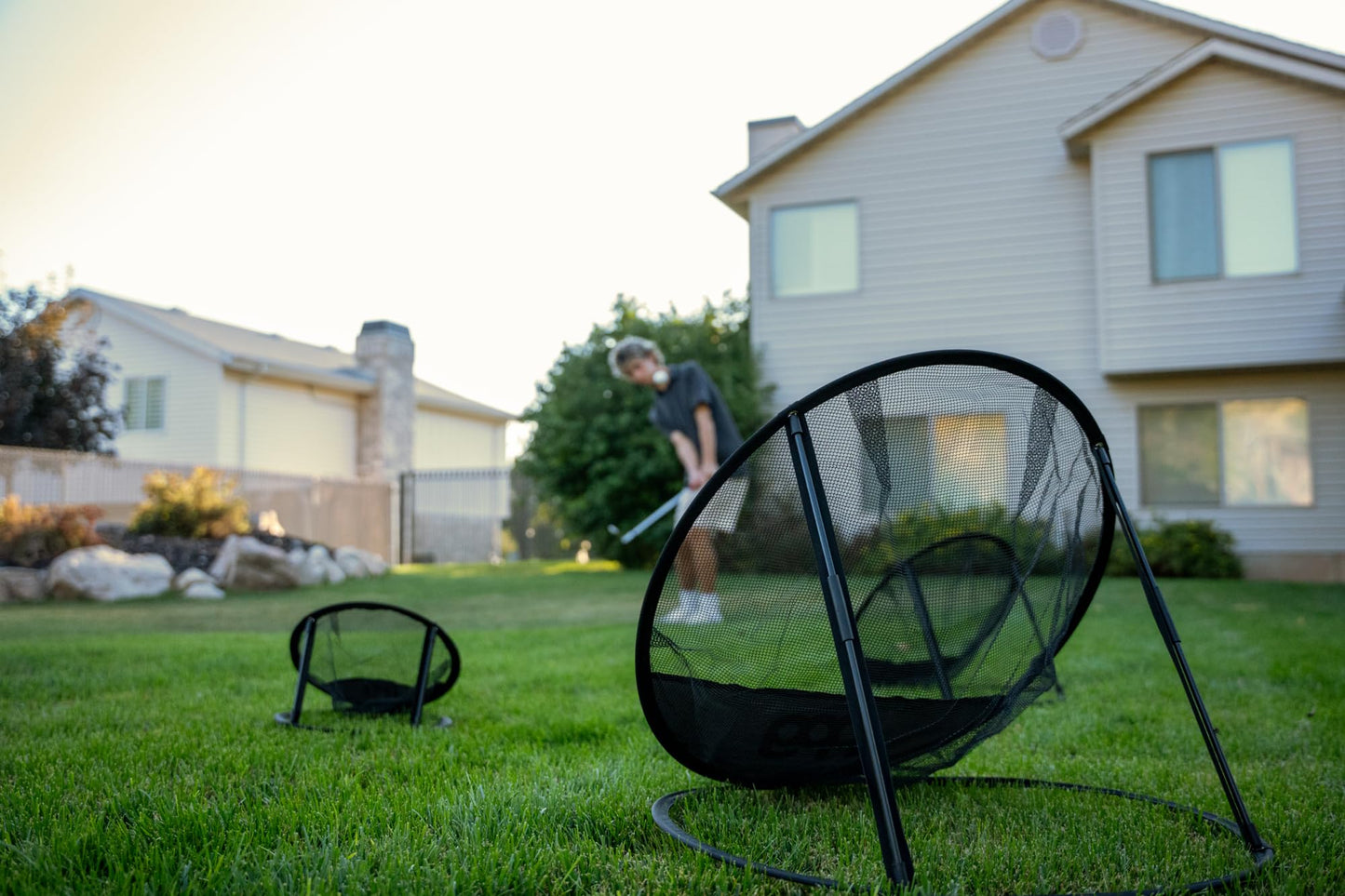 PPG Pin Point Golf 3-Piece Golf Chipping Target Net Set, Expandable Multi-Size Practice Nets with Foldable Design, Multiple Targets & Portable Carry Case for Indoor & Outdoor Training, Gray