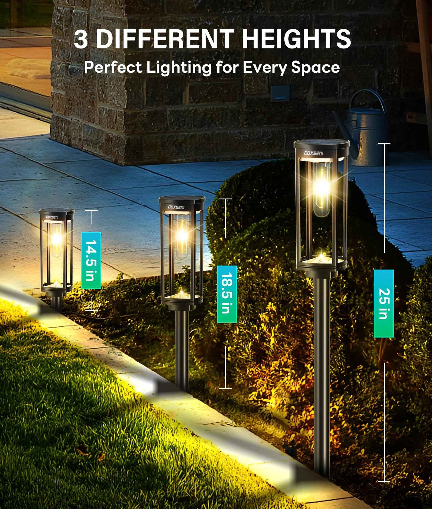 COXSENI Solar Pathway Lights Outdoor 8 Pack, Bright Solar Path Lights Outside Waterproof, Sidewalk Lights Solar Powered Landscape Light for Walkway Driveway Lawn Patio Yard Garden