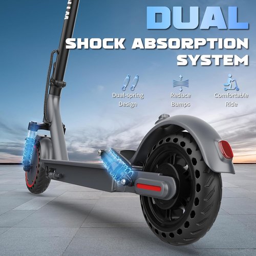 Electric Scooter - Skiennix Dual Suspension, 350W/500W Motor, 19/22 MPH, 23-31 Miles Range, 8.5"/10" Tires