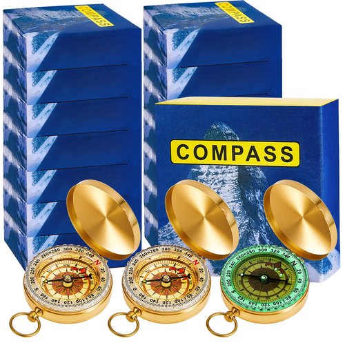 Dunzy 24 Pcs Camping Survival Compass Glow in the Dark Metal Pocket Compass for Hiking Military Navigation Tool for Hiking Hunting Climbing Camping Party Favor Supplies