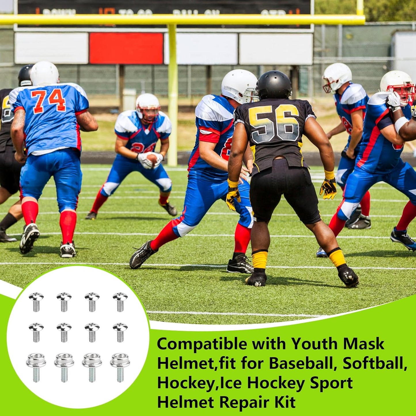 Skiennix Universal Helmet Mask Screw - Youth Football & Sports Helmet Repair Kit | Stabilizes & Reduces Head Injury