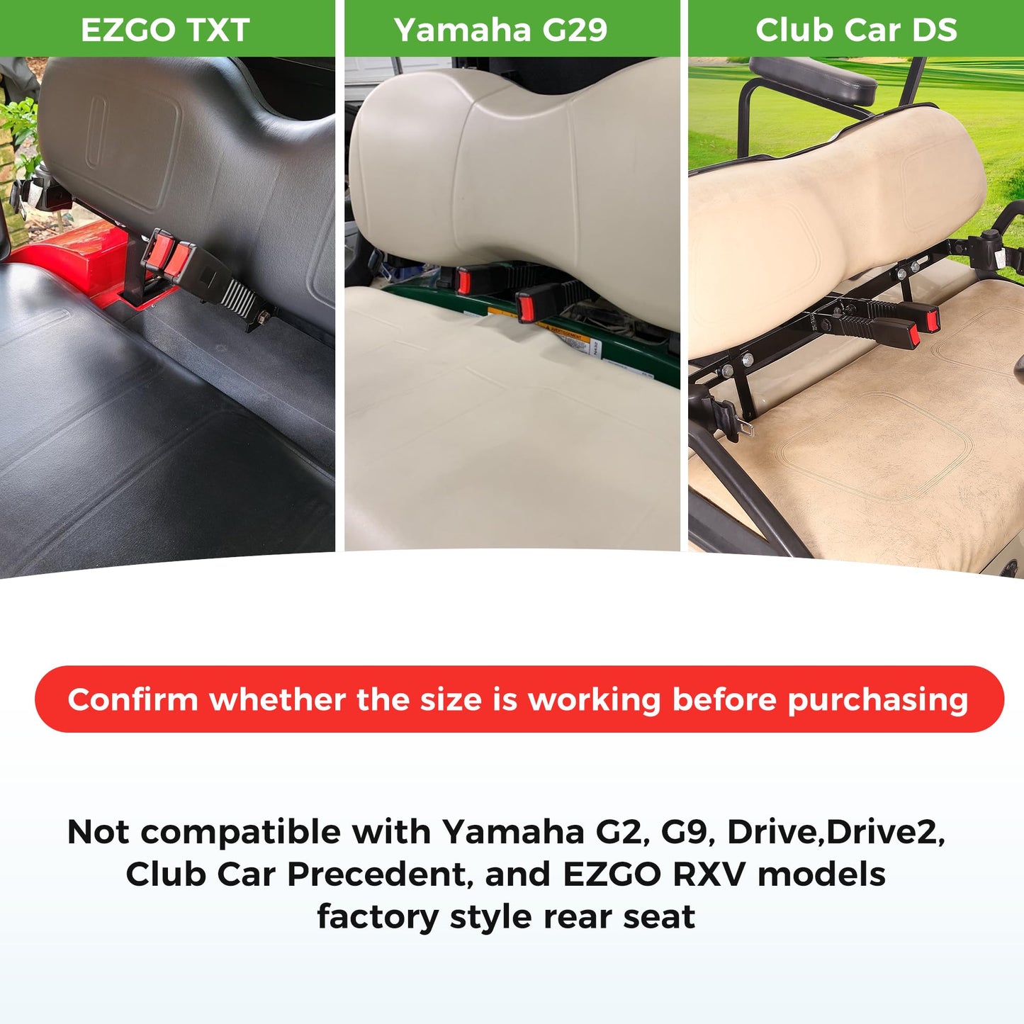 10L0L Golf Cart Seat Belts Kit, 42" Retractable Belts with Bracket for 4 Passengers (2+2) Fits EZGO TXT RXV, Yamaha, Club Car DS - Street Legal Upgrade