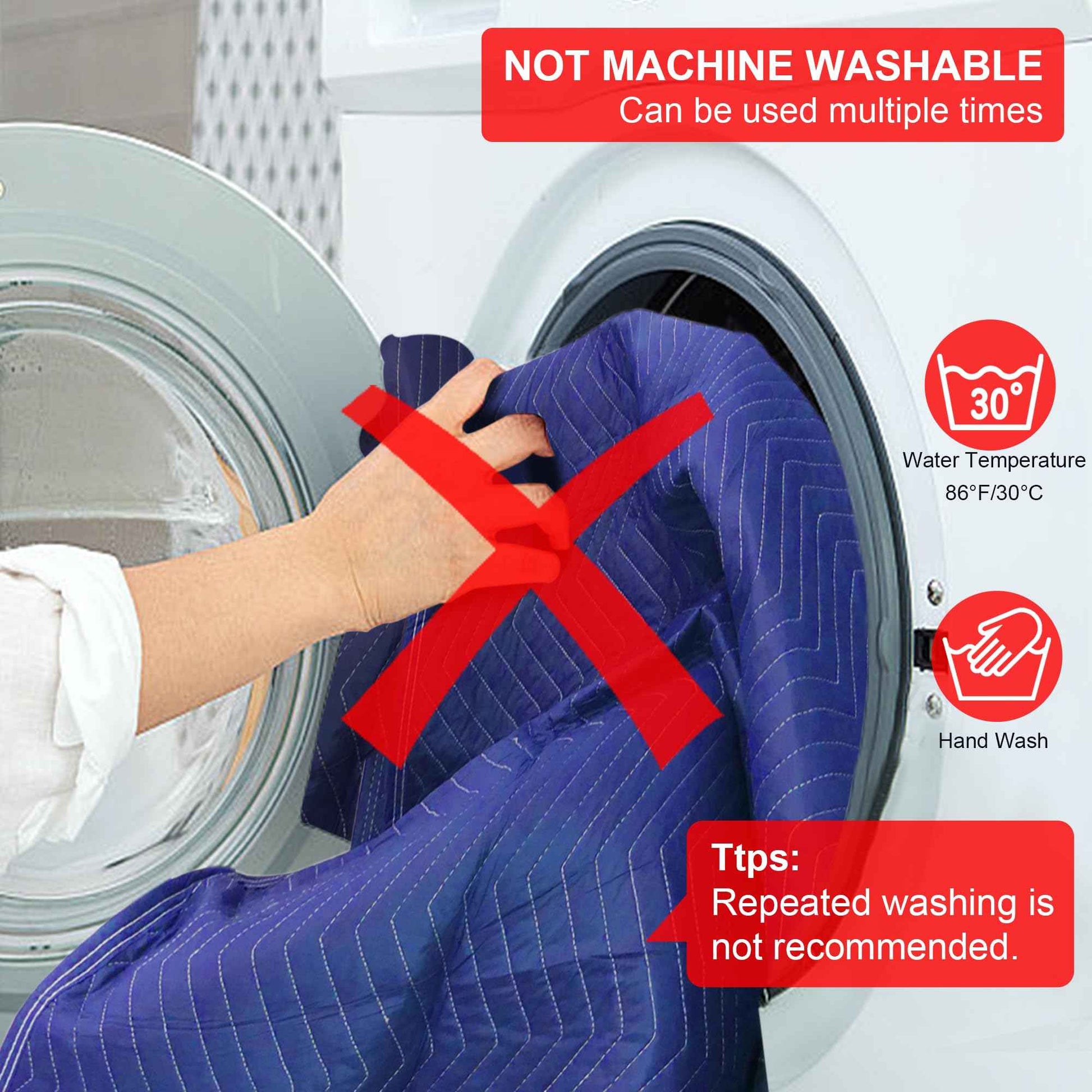 2 Pcs Moving Blankets, 40 x 72 inches Heavy Duty Packing Blankets for Protecting Furniture Professional Quilted Shipping Furniture Pads, Padded Mover Blankets (Blue)