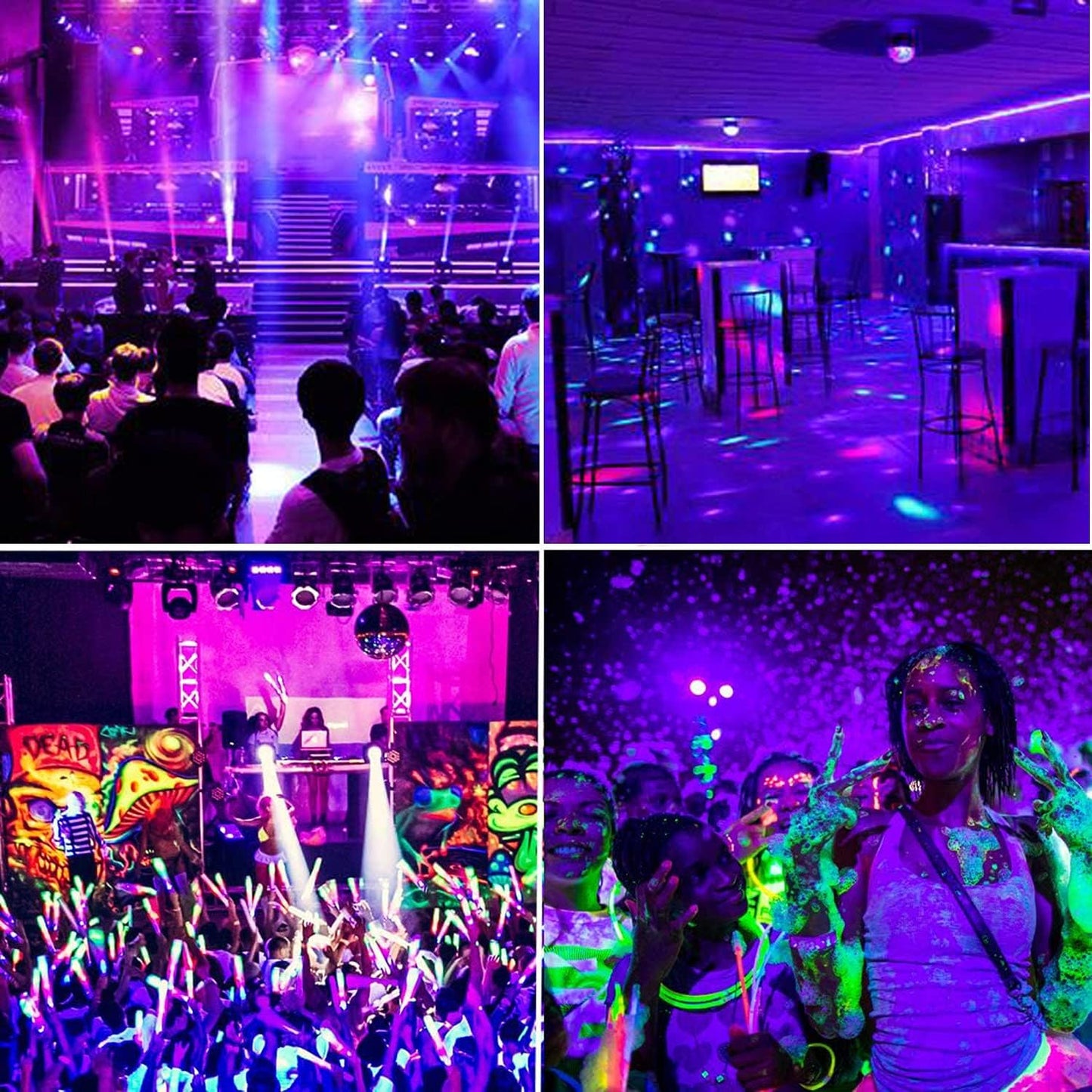 20W Waterproof Black Light Spotlight - UV Blacklight for Glow Parties & Halloween (2 Pack)
