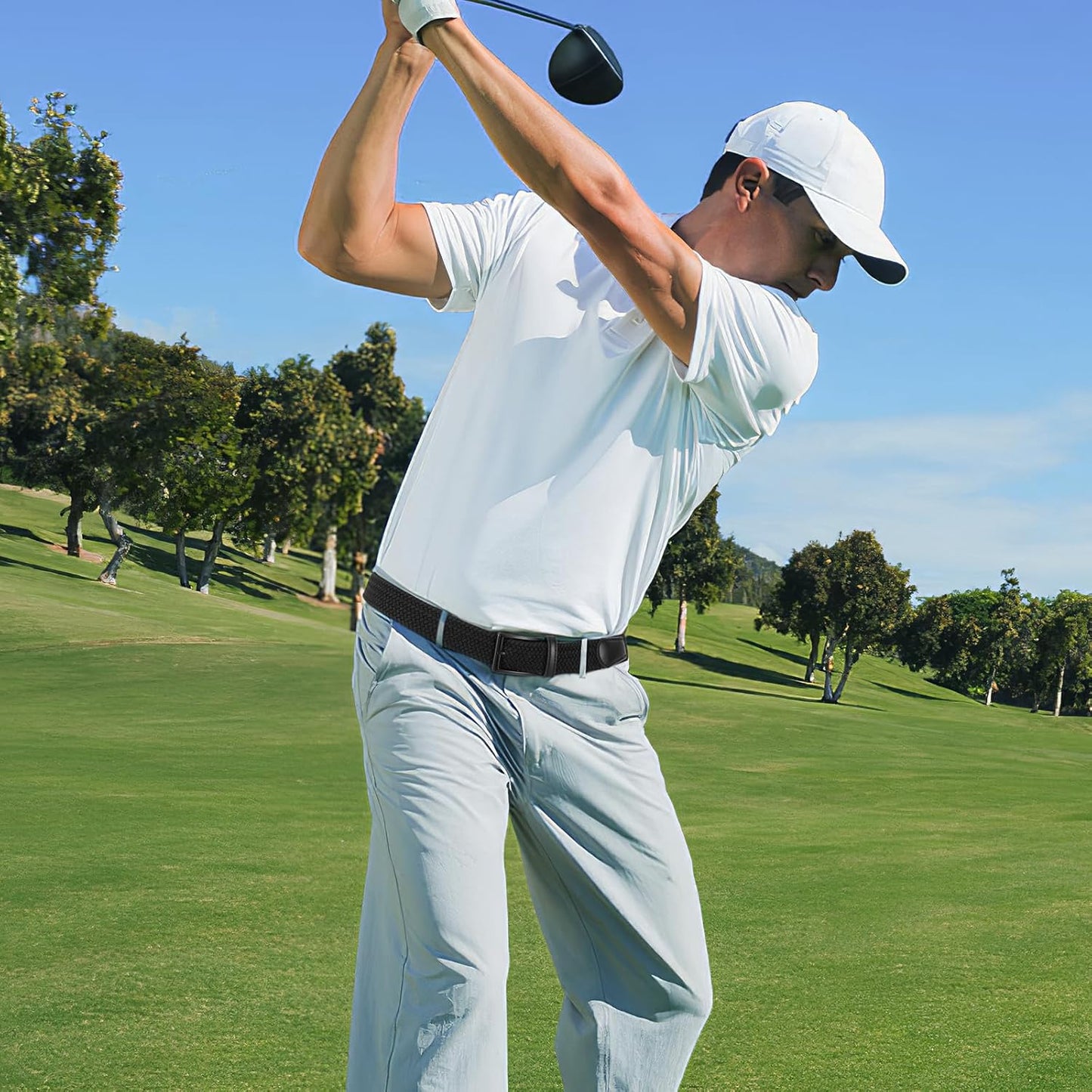 Beltroad Elastic Braided Golf Belt - No-Hole Design, Lightweight & Breathable, Perfect for Casual Wear
