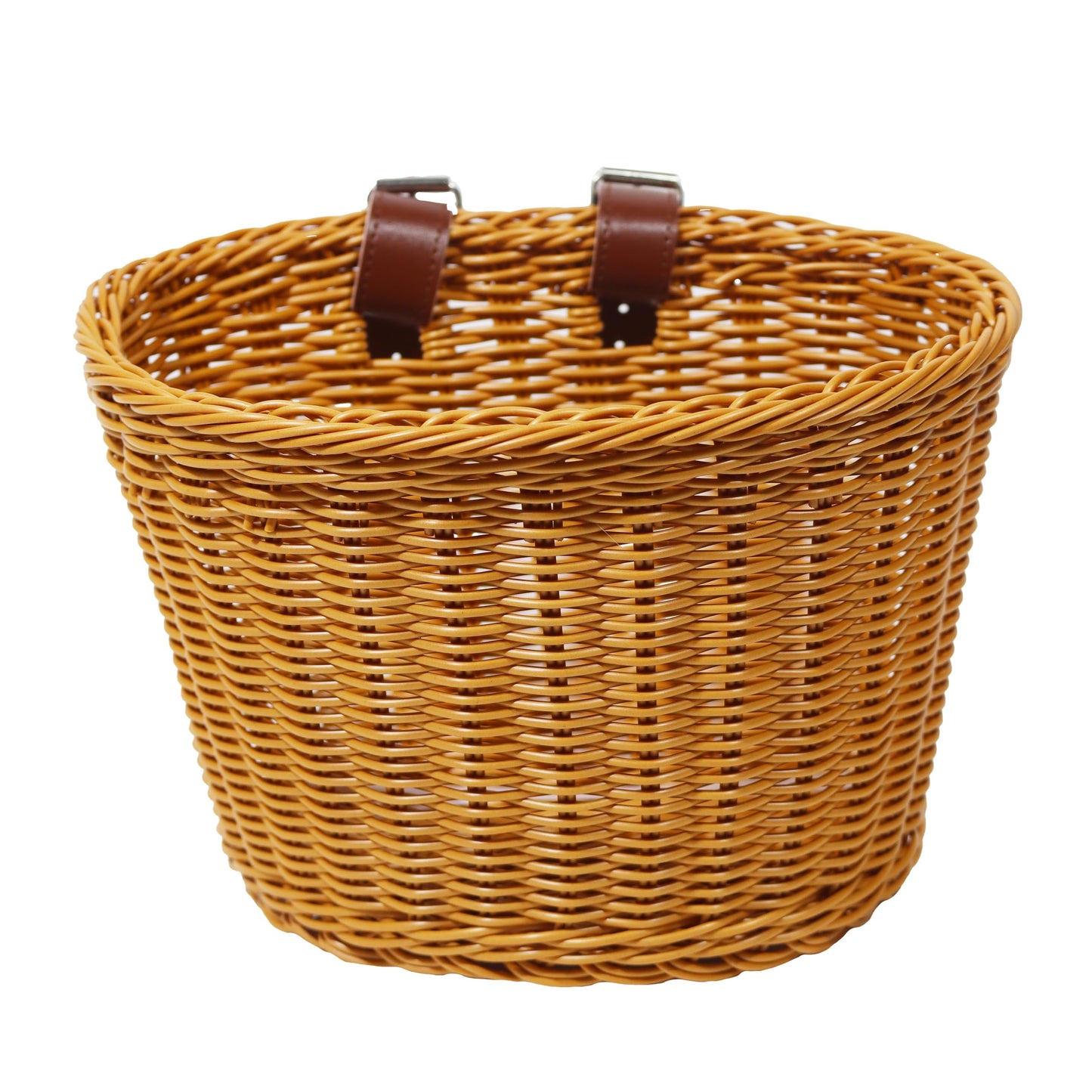 Brown Wicker-Style Bike Basket - 11.41" Large Front Bicycle Basket, Waterproof & Extra Capacity for Beach Cruisers